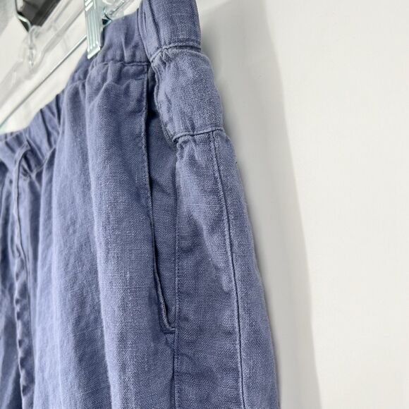 Pure J Jill 100% Linen Pants L Blue Straight Leg Relaxed Lagenlook Beach Cruise - Picture 2 of 10